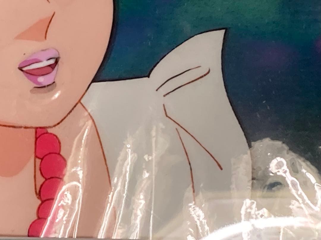 t２５　レア　大判聖闘士星矢セル画【城戸沙織】背景画・額縁付き