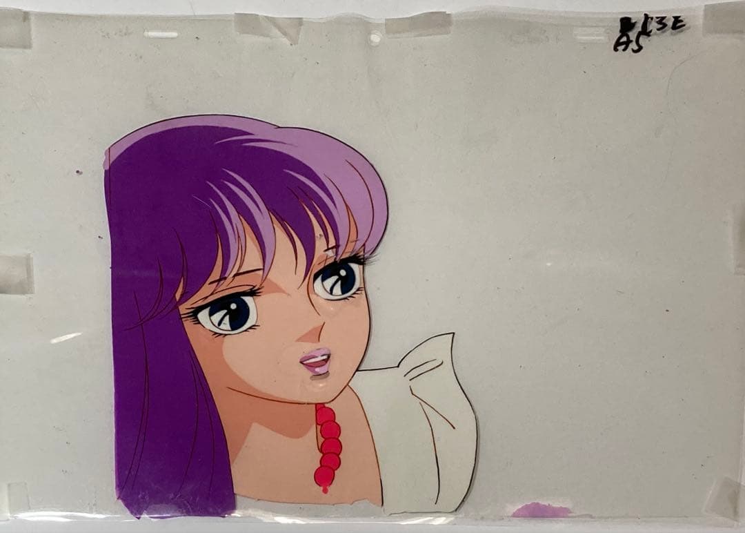 t２５　レア　大判聖闘士星矢セル画【城戸沙織】背景画・額縁付き