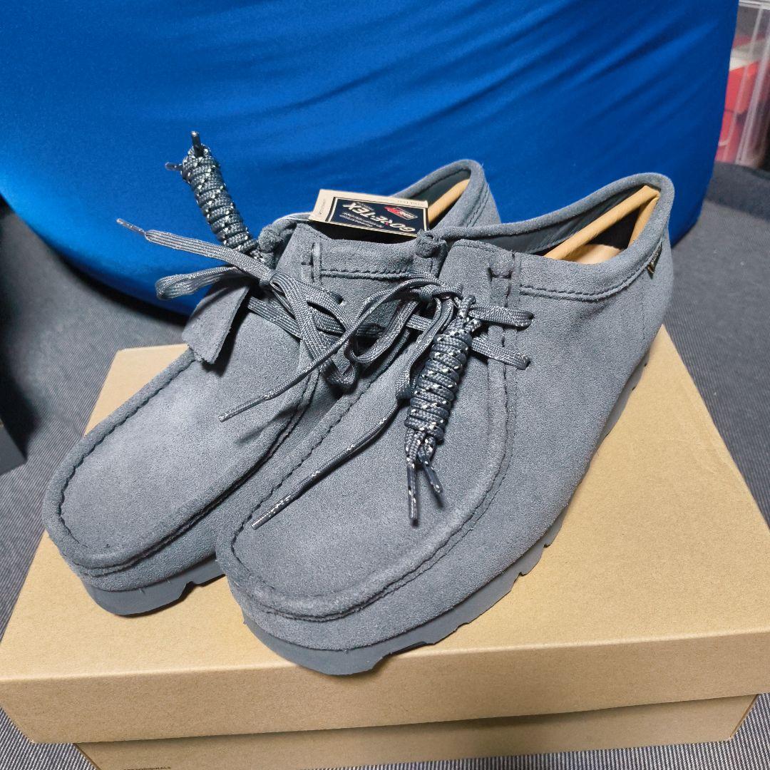 靴 clarks wallabee gtx blue gray