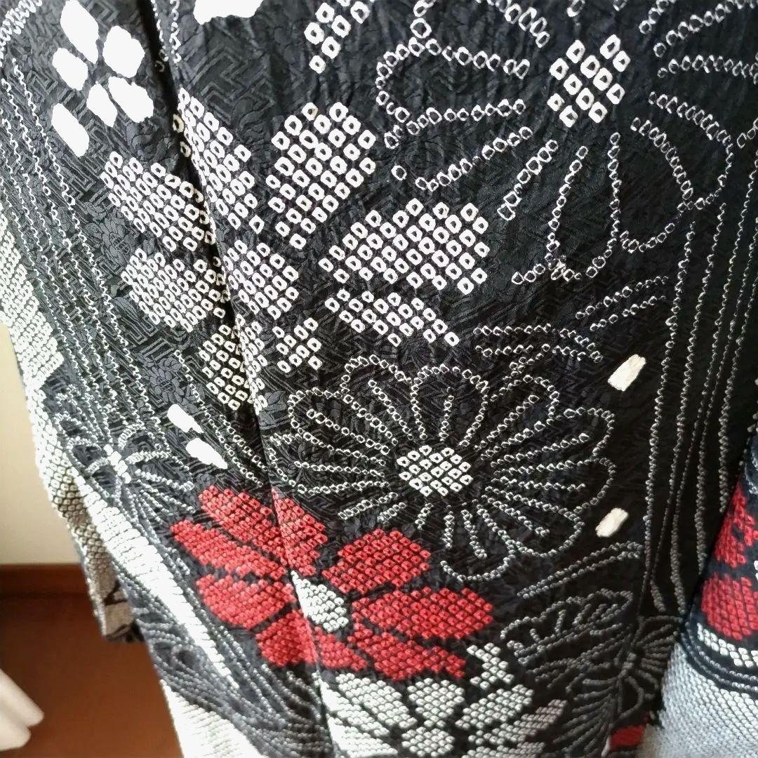 ☆199様　329.黒の総絞り　振袖7点セット　正絹　フルセット　成人式