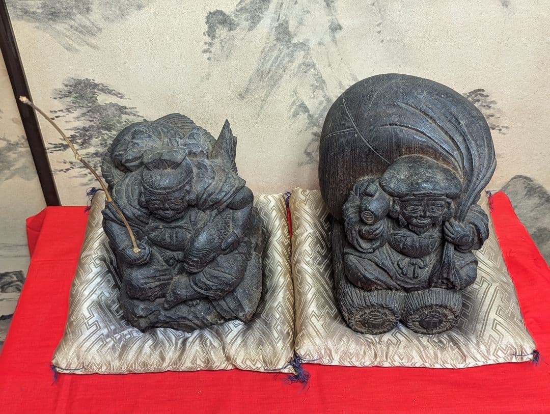 七福神　恵比須様　大黒天　木彫り　骨董品　　アンティーク　レトロ