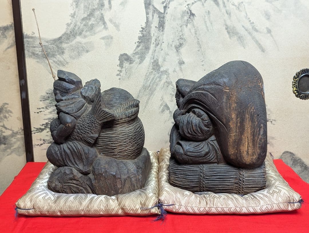 七福神　恵比須様　大黒天　木彫り　骨董品　　アンティーク　レトロ