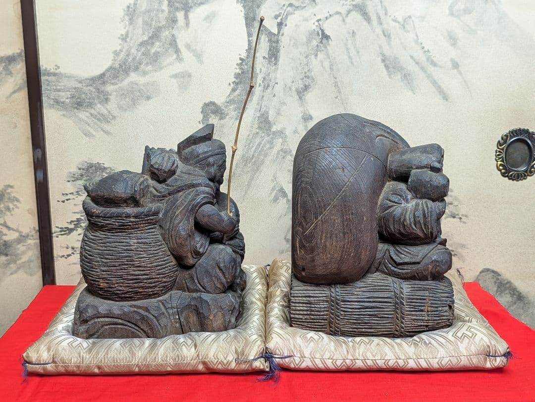 七福神　恵比須様　大黒天　木彫り　骨董品　　アンティーク　レトロ