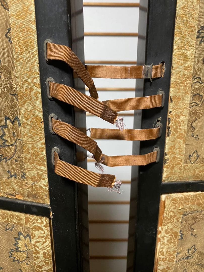 高級絹織屏風 特注 仕切 パーテーション 年代物 時代物 旧家引取品