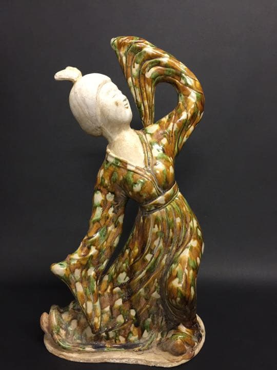 唐物 唐三彩女子俑  岩倉家旧蔵  共箱箱書きあり