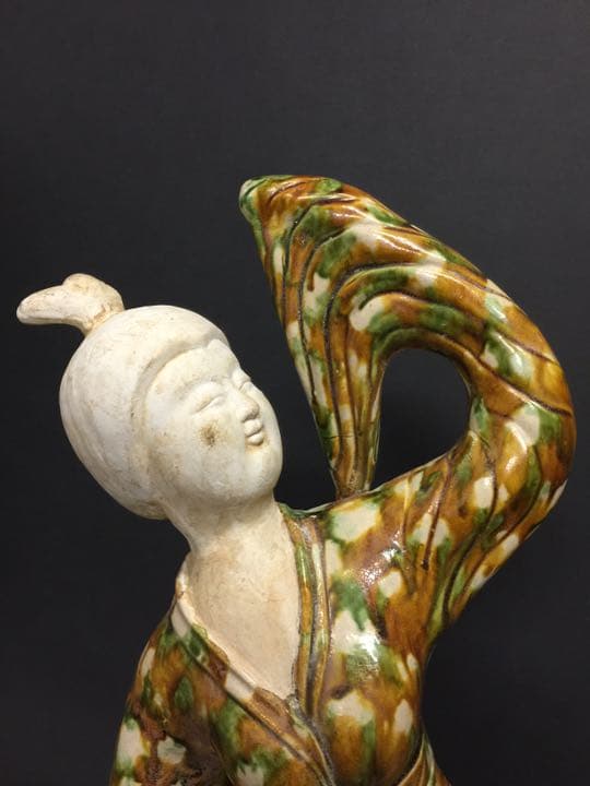 唐物 唐三彩女子俑  岩倉家旧蔵  共箱箱書きあり