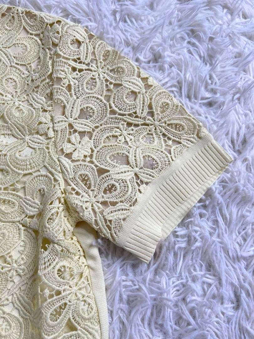 新品未使用 ANAYI アナイ モザイクレース ニットポロ プルオーバー