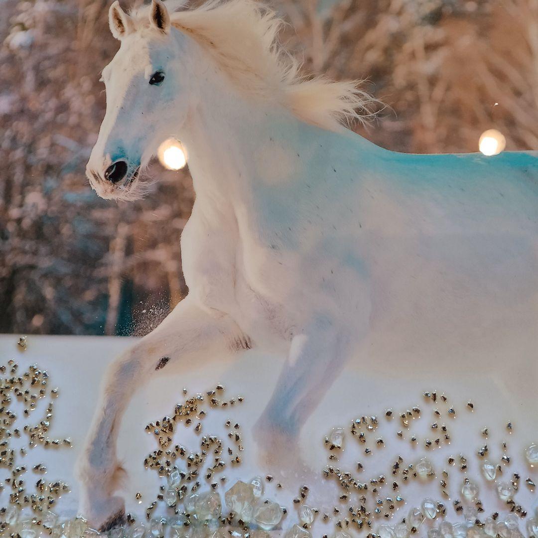 【白馬】ビジュ キラキラ 絵 アート 馬