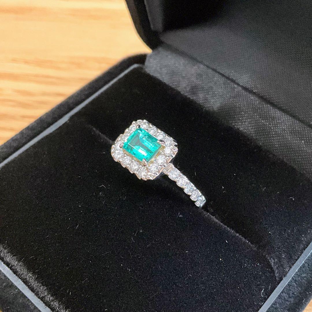 る*る様 コロンビア産エメラルド0.51ct PT900 ダイヤリング 12号