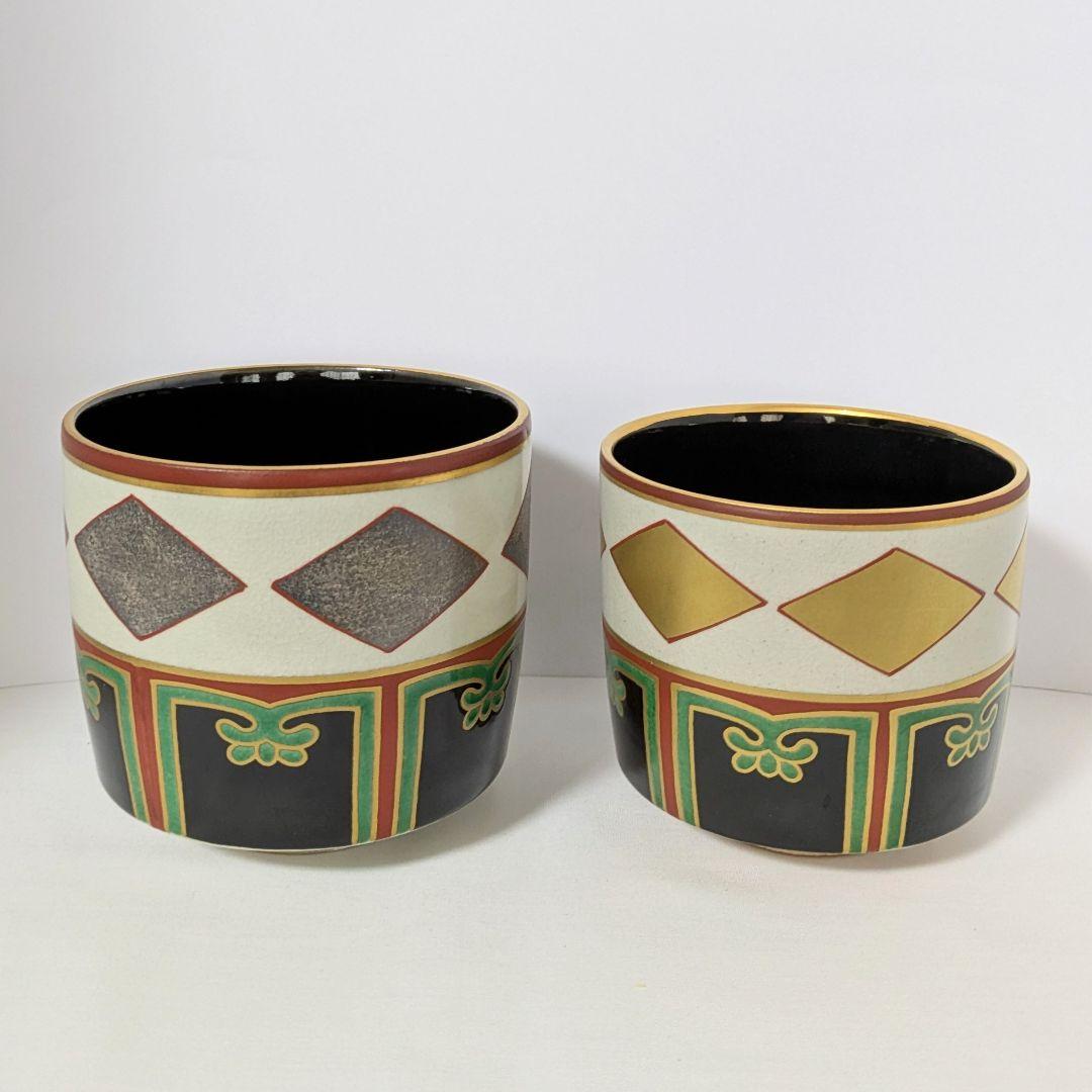 重茶碗　仁清写　蔵珍窯　金銀一双 金菱　銀菱　共箱