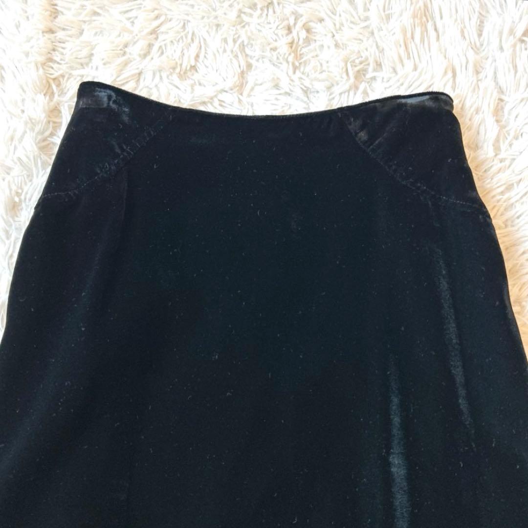 Y's Yohji Yamamoto ワイズ　ベロアフレアスカート 漆黒 艶感