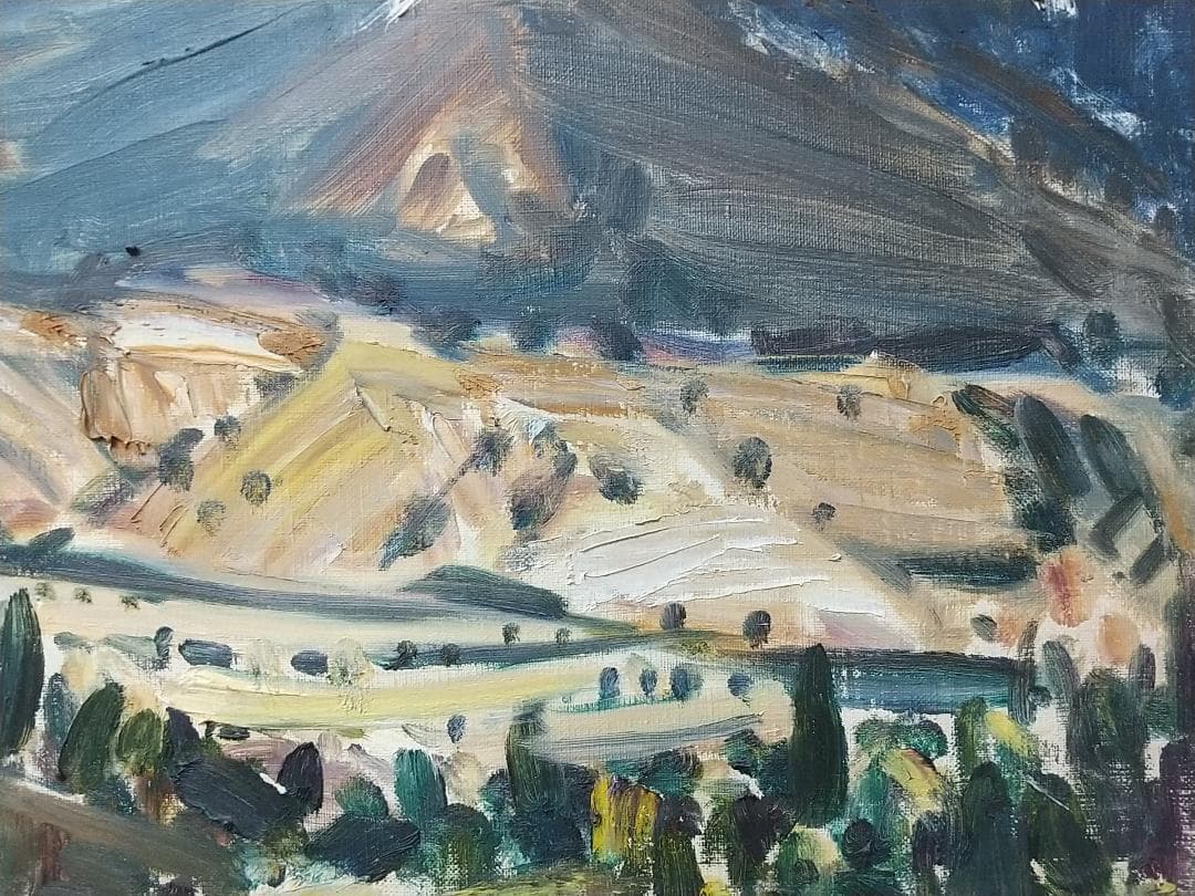 油絵「仙石原」'68 F6 油彩画 絵画 風景画 アート 箱根