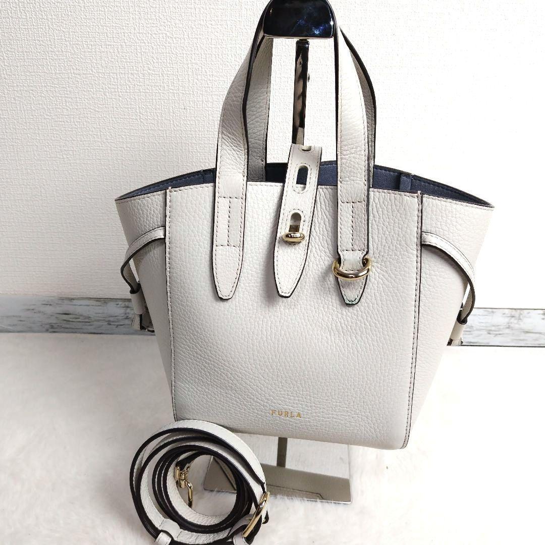 ✨美品✨FURLA　ミニネット　ショルダーバッグ　レザー　アイボリー　2way