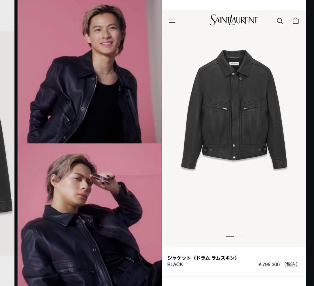 サンローラン レザージャケット（ドラム ラムスキン） サイズ 48