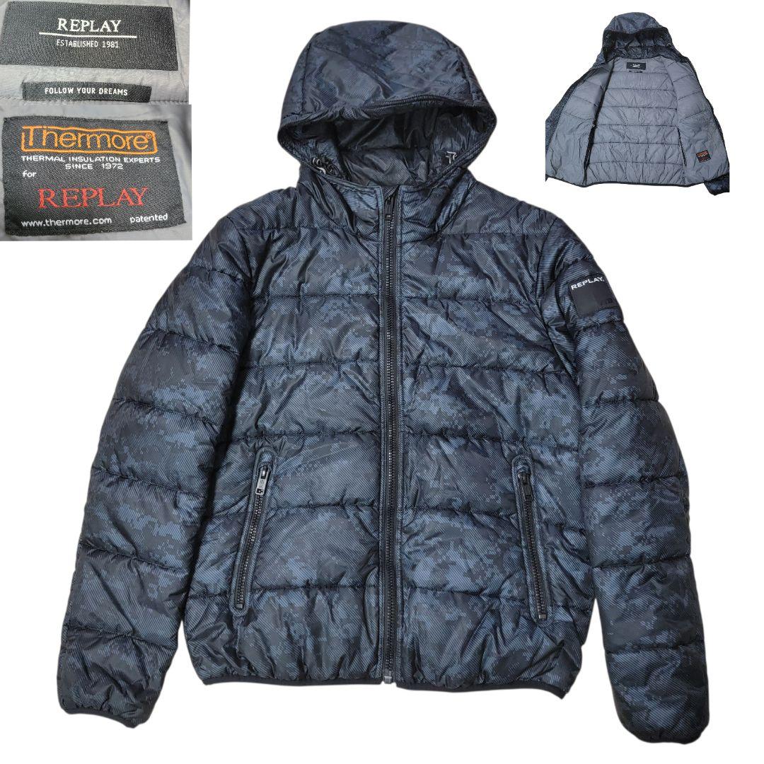 ほぼ未使用 超軽量 リプレイ 別注サーモア 中綿 フーディージャケット