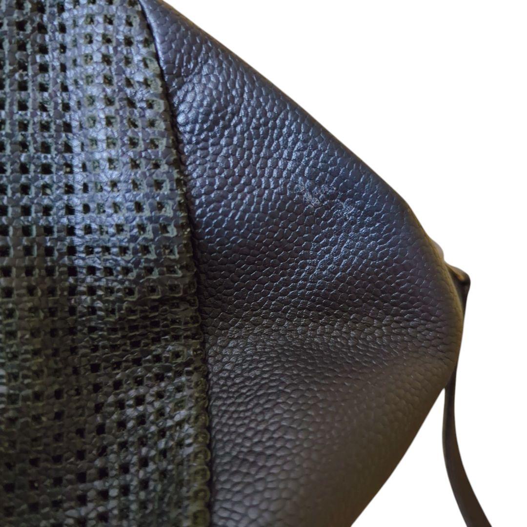 返品不可 CHANEL シャネル キャビアスキン ハンドバッグ パンチングレザー