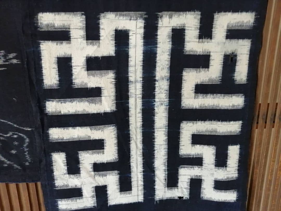 古い絵絣　ハギレ　人物文4点まとめて