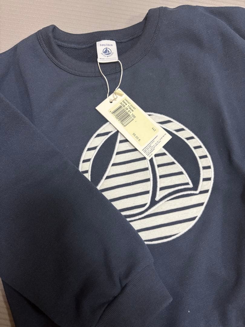 【未使用】PETIT BATEAU スウェット長袖プルオーバー〈6歳〉