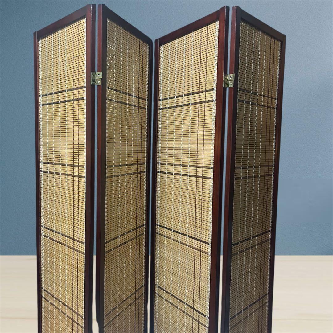 和風 4連竹すだれ衝立 150cmヴィンテージ パーテーション 和モダン レトロ