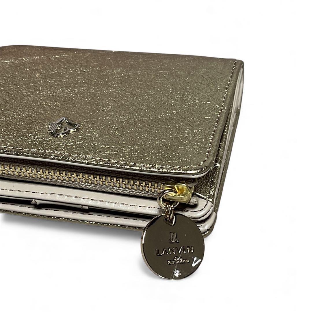 【新品】LANVIN en Bleu 二つ折り財布 ペティアン ゴールド 金箔