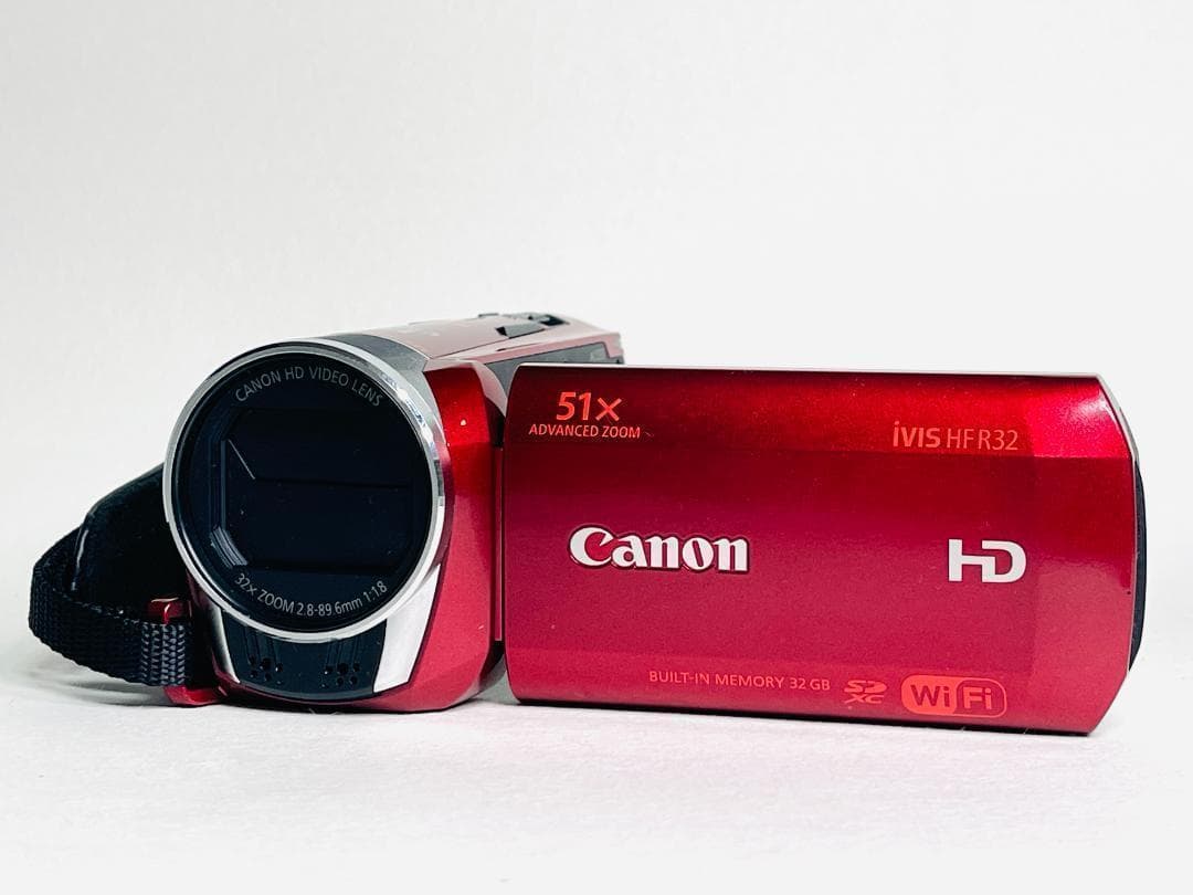 【中古】Canon キヤノン iVIS HF R32 レッド Wi-Fi カメラ