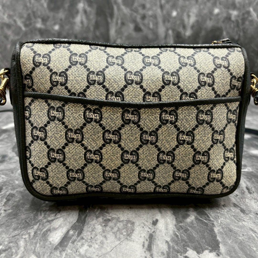 ✨美品✨GUCCI GG ショルダーバッグ ネイビー ベージュ ロゴ レザー金具