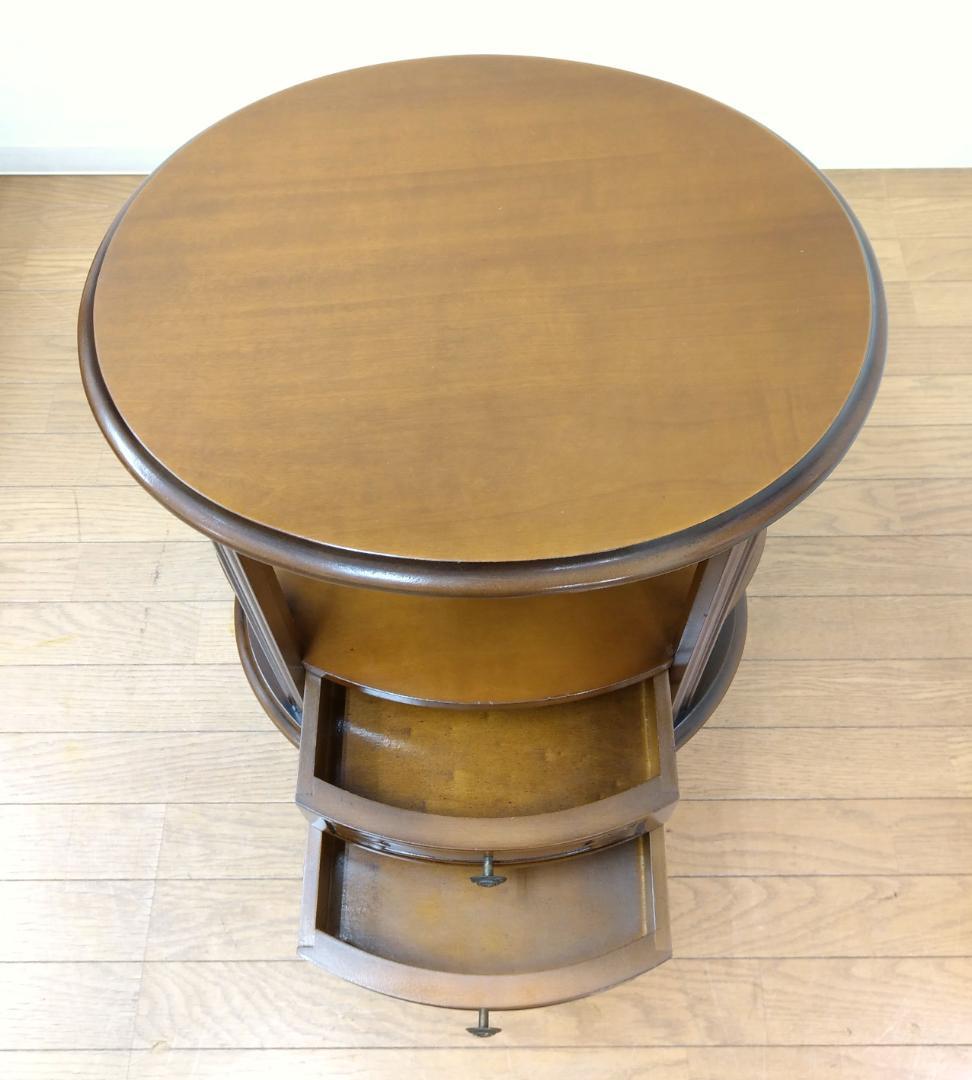 美品 木製 彫刻 猫脚 イタリア製 アンティークタイプ ラウンドチェスト 花台