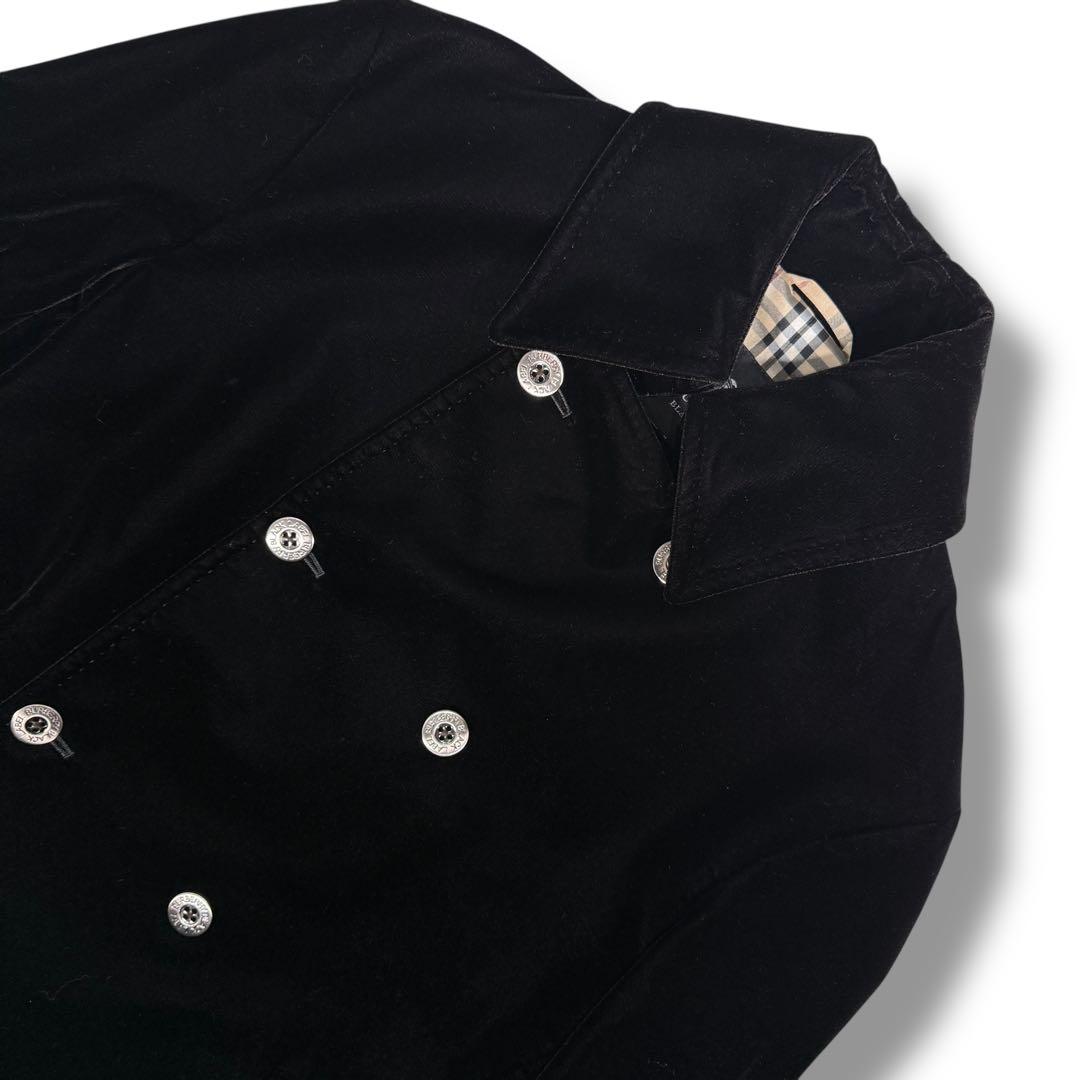 未使用級 バーバリーブラックレーベル ベロア ノバチェック ロングコート 黒 M