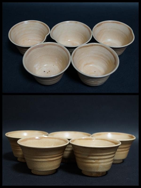 萩焼 小ぶり宝瓶/湯冷まし/煎茶碗(五客) 造形 煎茶道具☆★時代物★