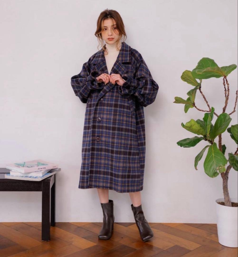 ナップタイム　naptime. Nissy 西島隆弘　コート　チェック　ブルー