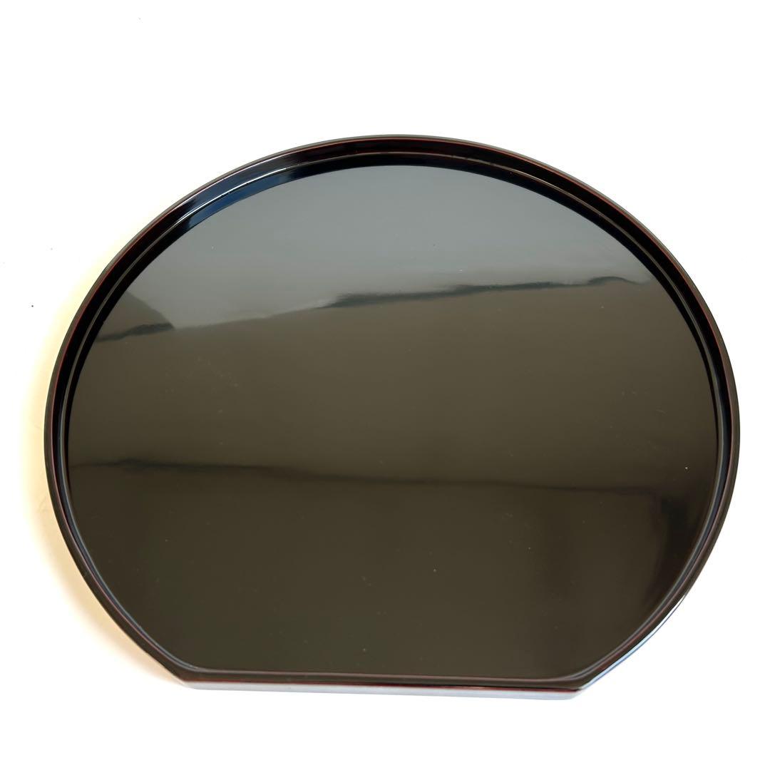 【未使用】天然木 木製 漆塗り 溜め ランチョンマット お膳 膳 お盆 半月盆①