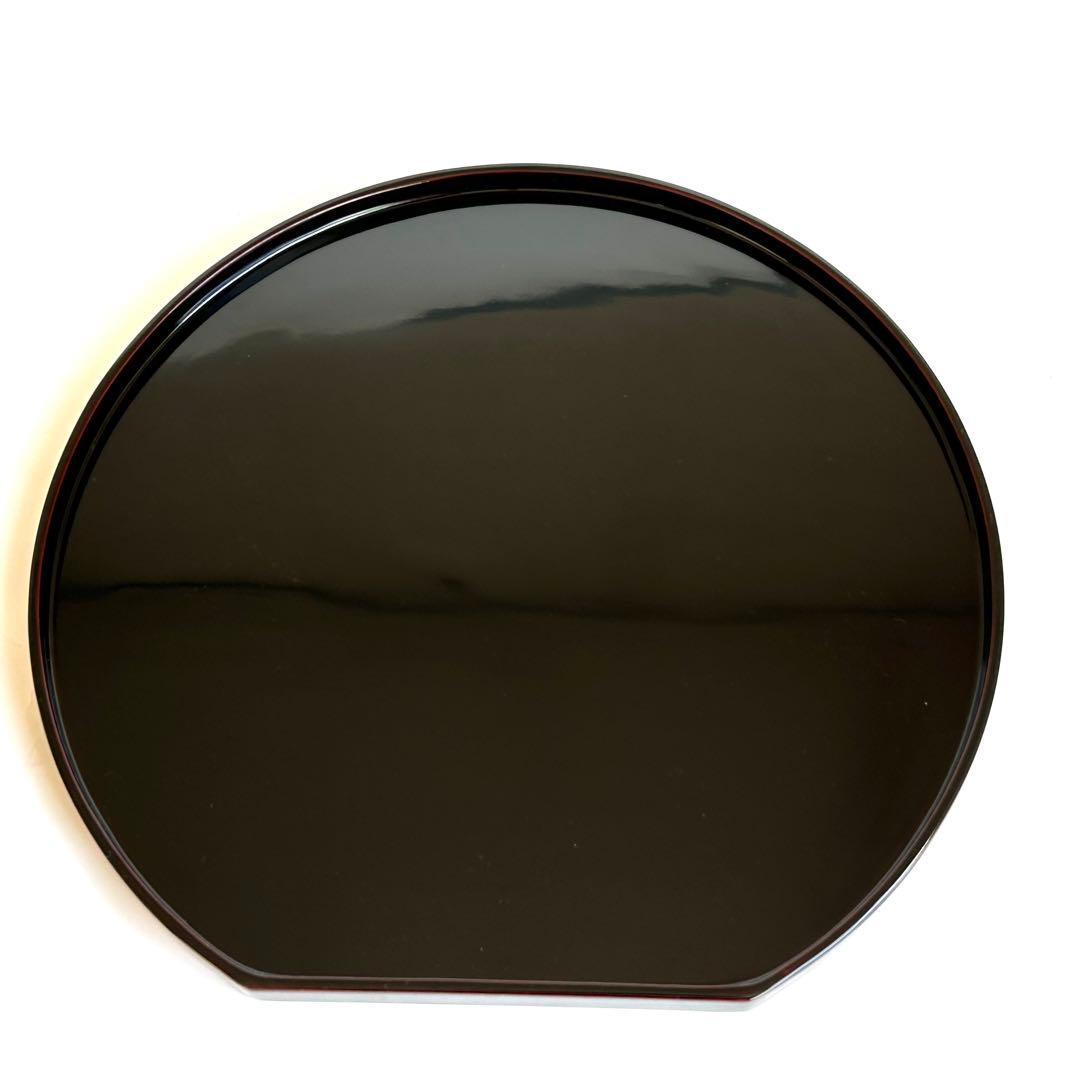 【未使用】天然木 木製 漆塗り 溜め ランチョンマット お膳 膳 お盆 半月盆①