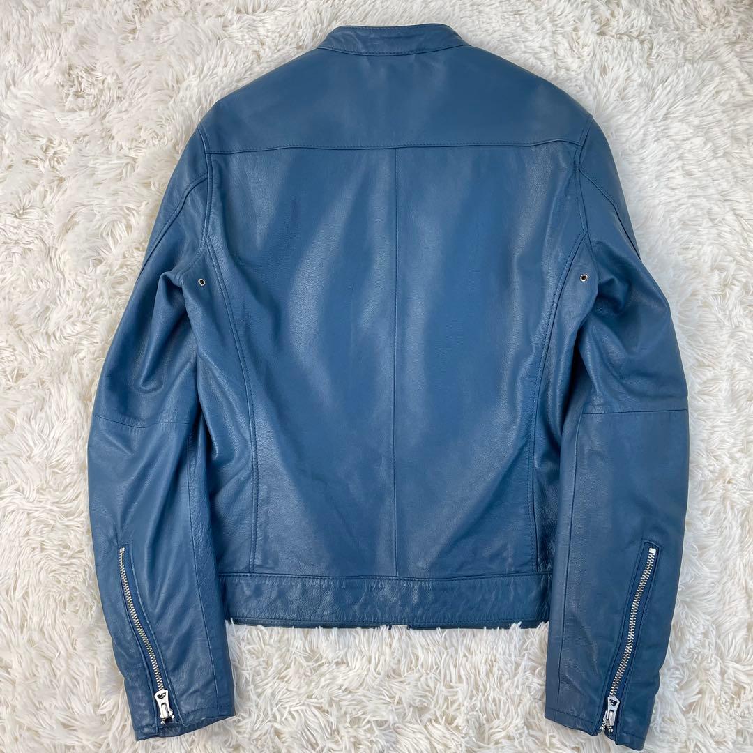 希少カラー ユナイテッドアローズ 山羊革 シングルライダース 青