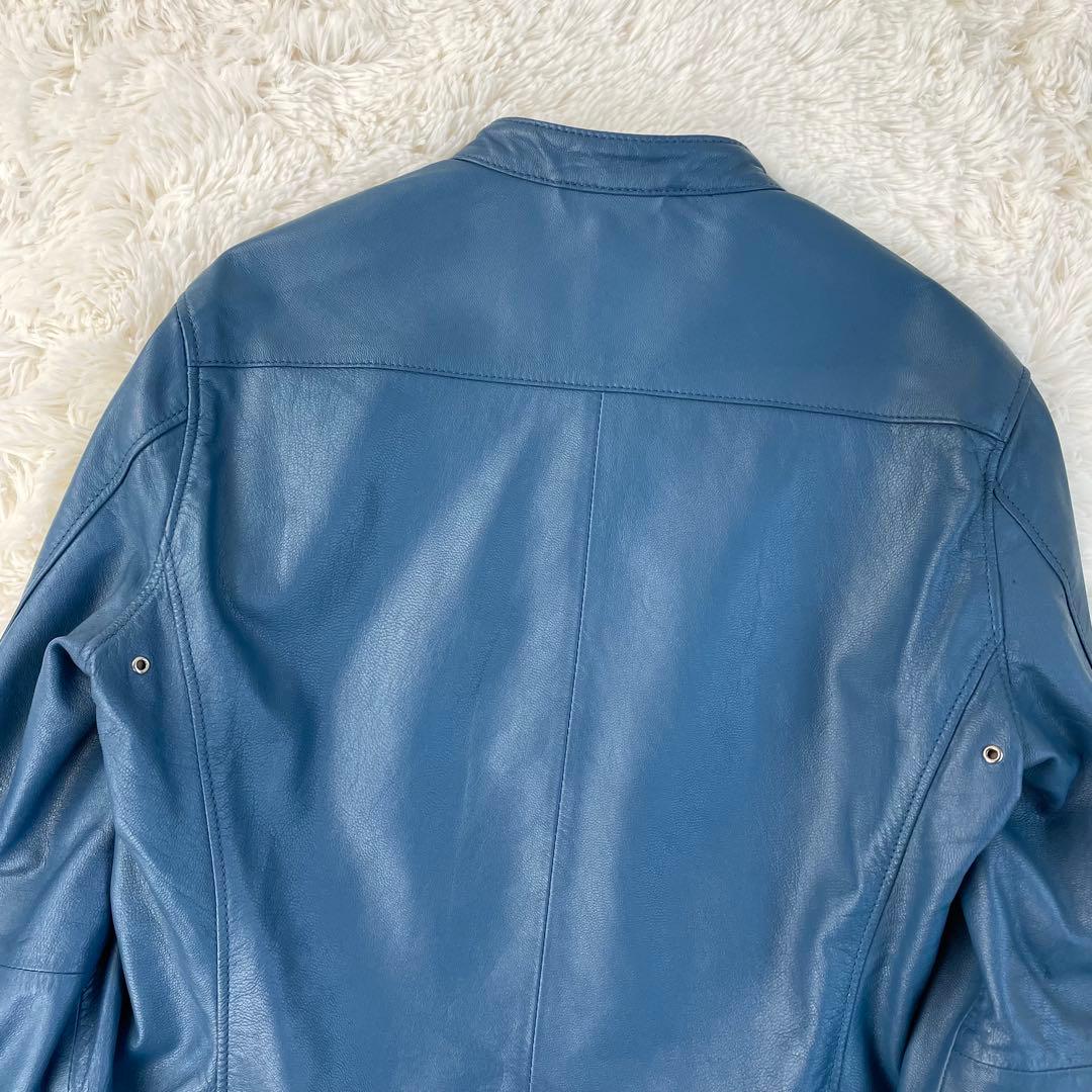 希少カラー ユナイテッドアローズ 山羊革 シングルライダース 青