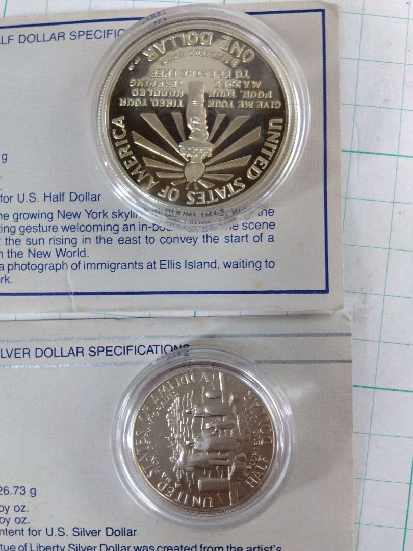 【証明書付】1986年1ドル銀貨 自由の女神 Liberty Silver900