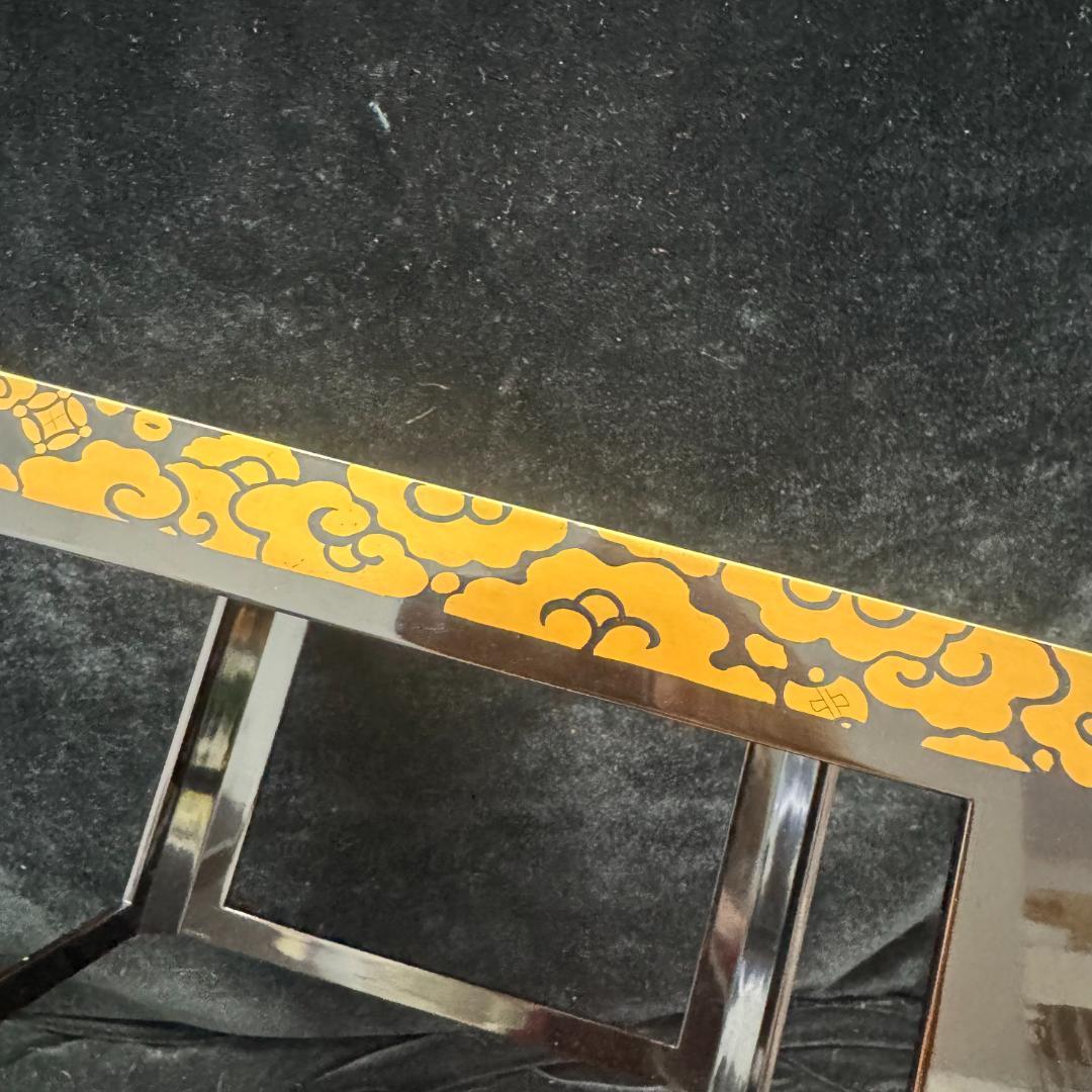 江戸中・後期 重金蒔絵 雲文霊芝様 献菓台 共箱 天然木 漆芸 　縁起