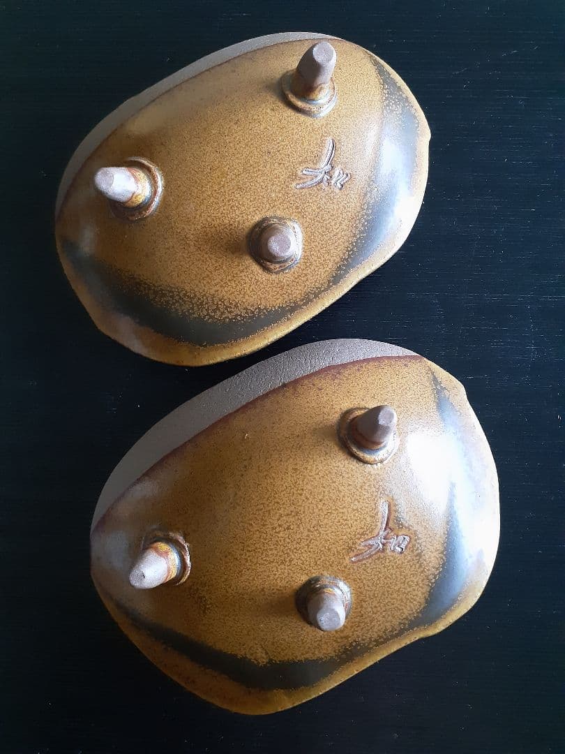 客家窯 清水 知秀作 陶器の楕円形皿 2点セット