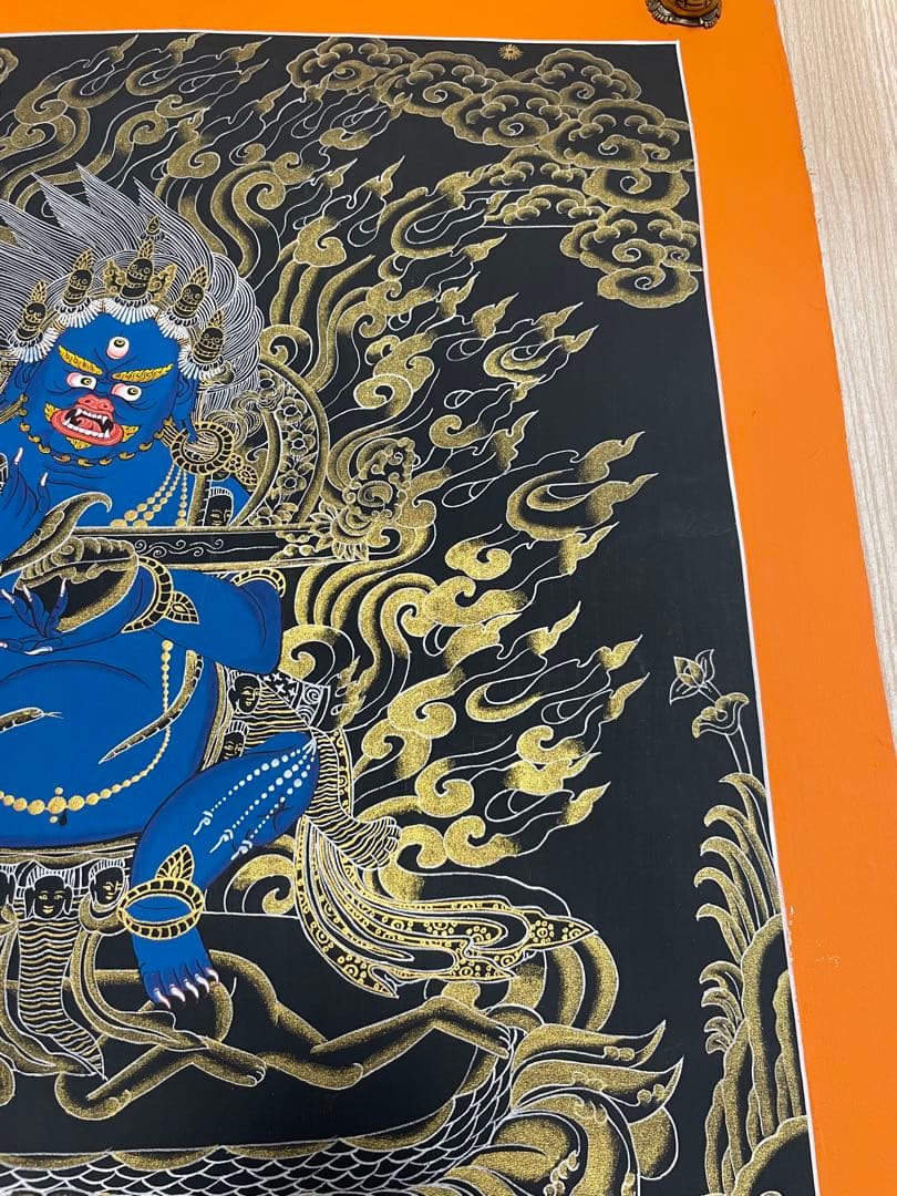 《 チベット密教　1点物 》 手描き　曼荼羅　マハーカーラ　大黒　仏教　密教
