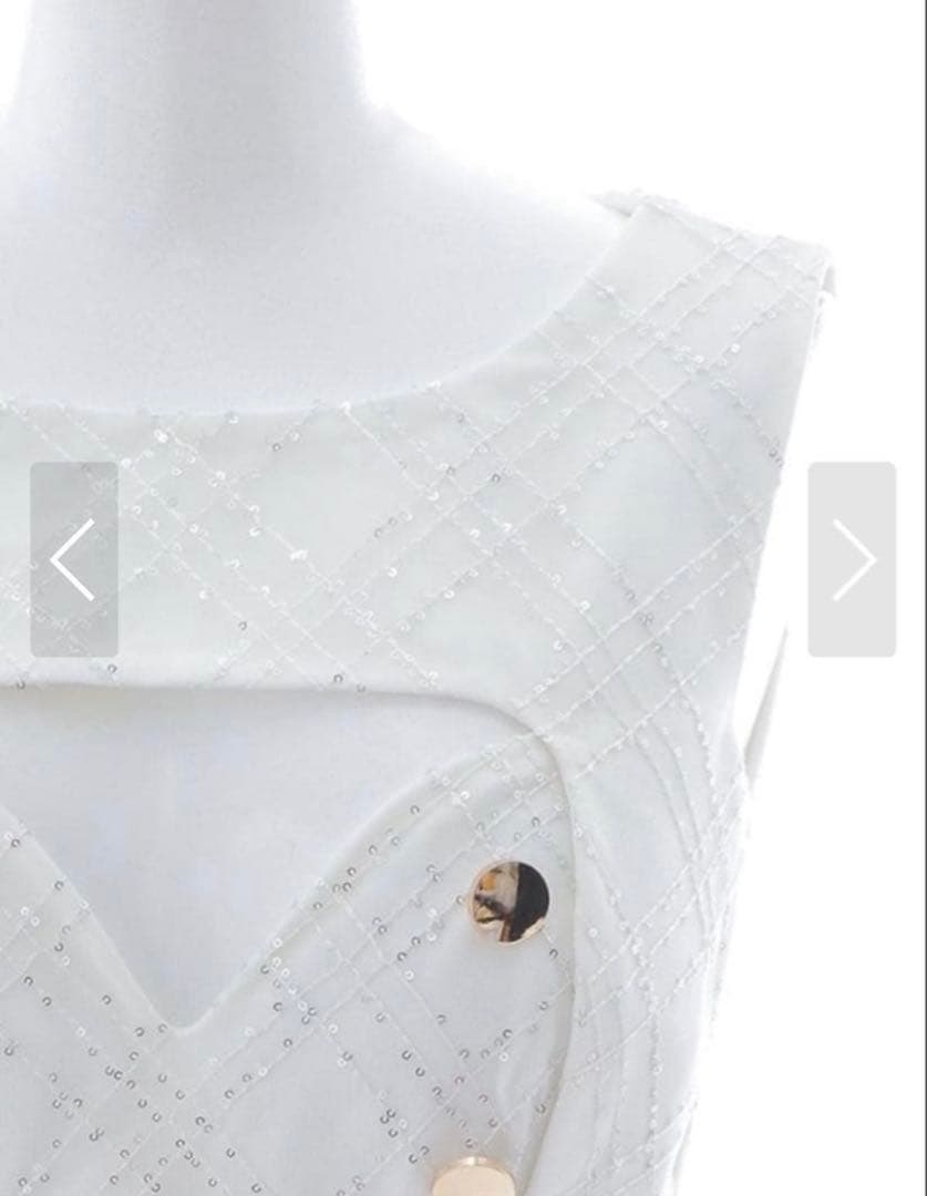 sifeel ホワイトロングドレス スリーブレス ベルト付き