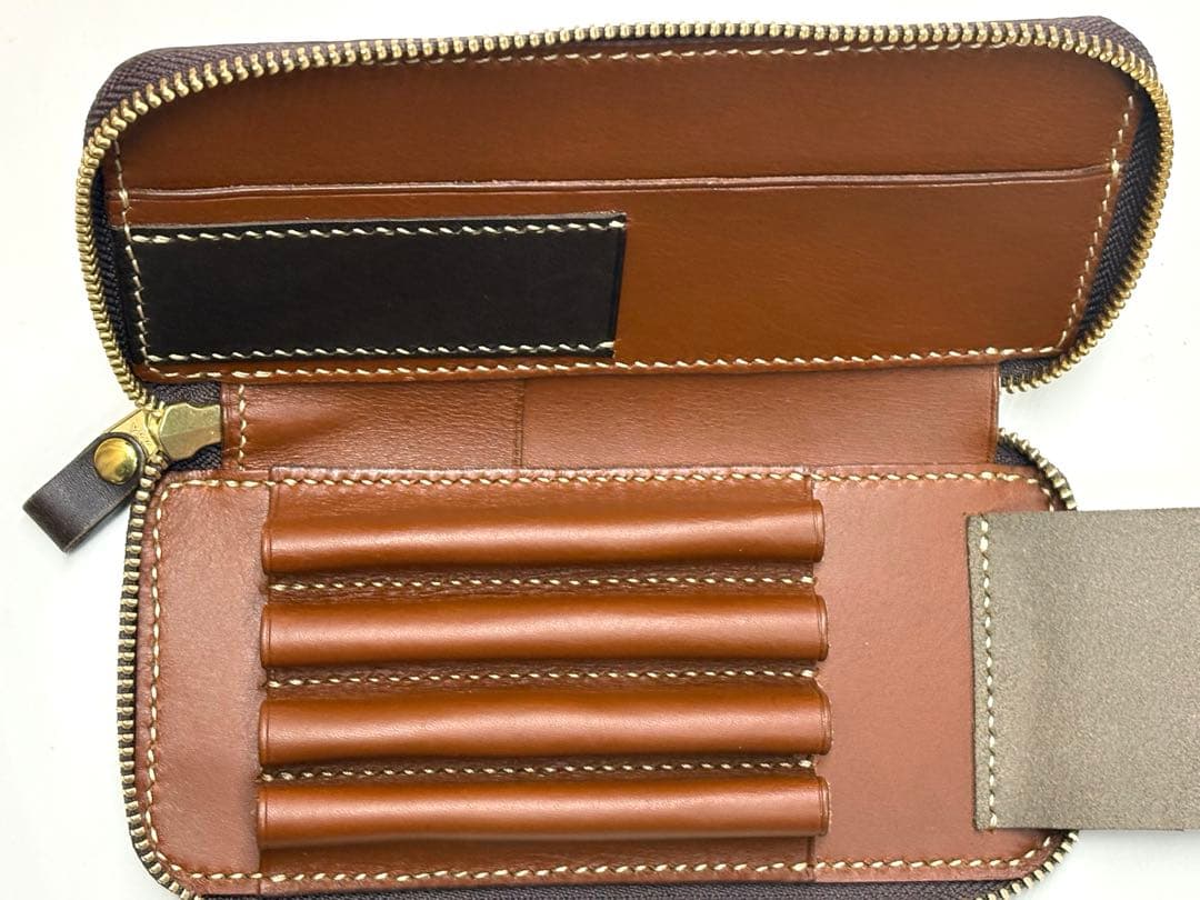 姫路レザー ラウンドジップペンケース 検索用　バハギア　野原工芸　工房楔