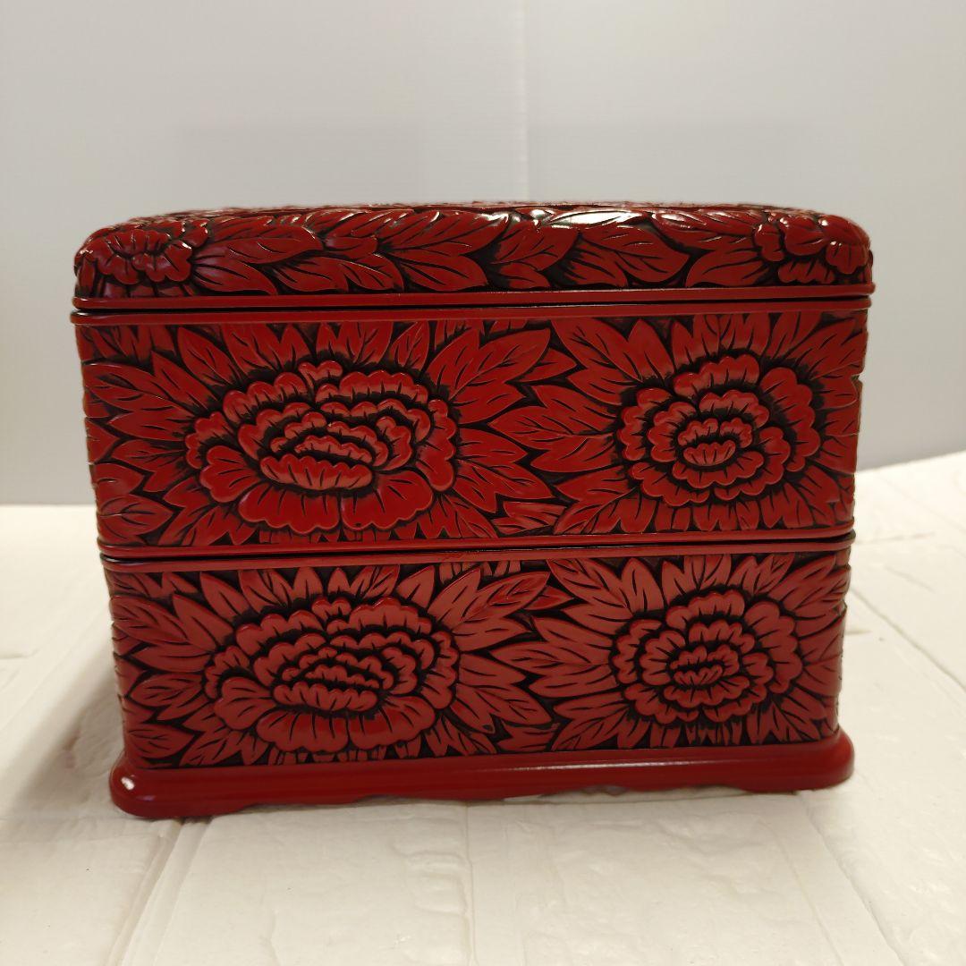 仙台堆朱　花鳥彫　二段重