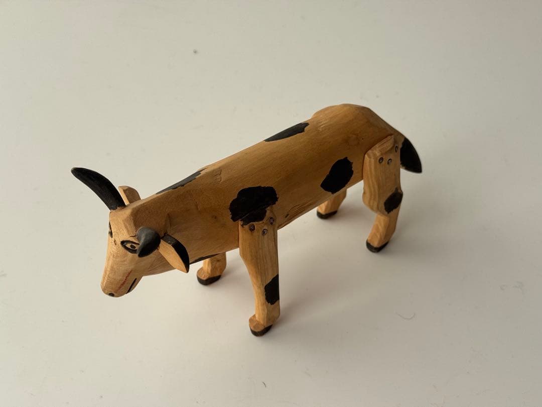 ヴィンテージ メキシコ オアハカ ウッドカーヴィング 木製 牛 置物