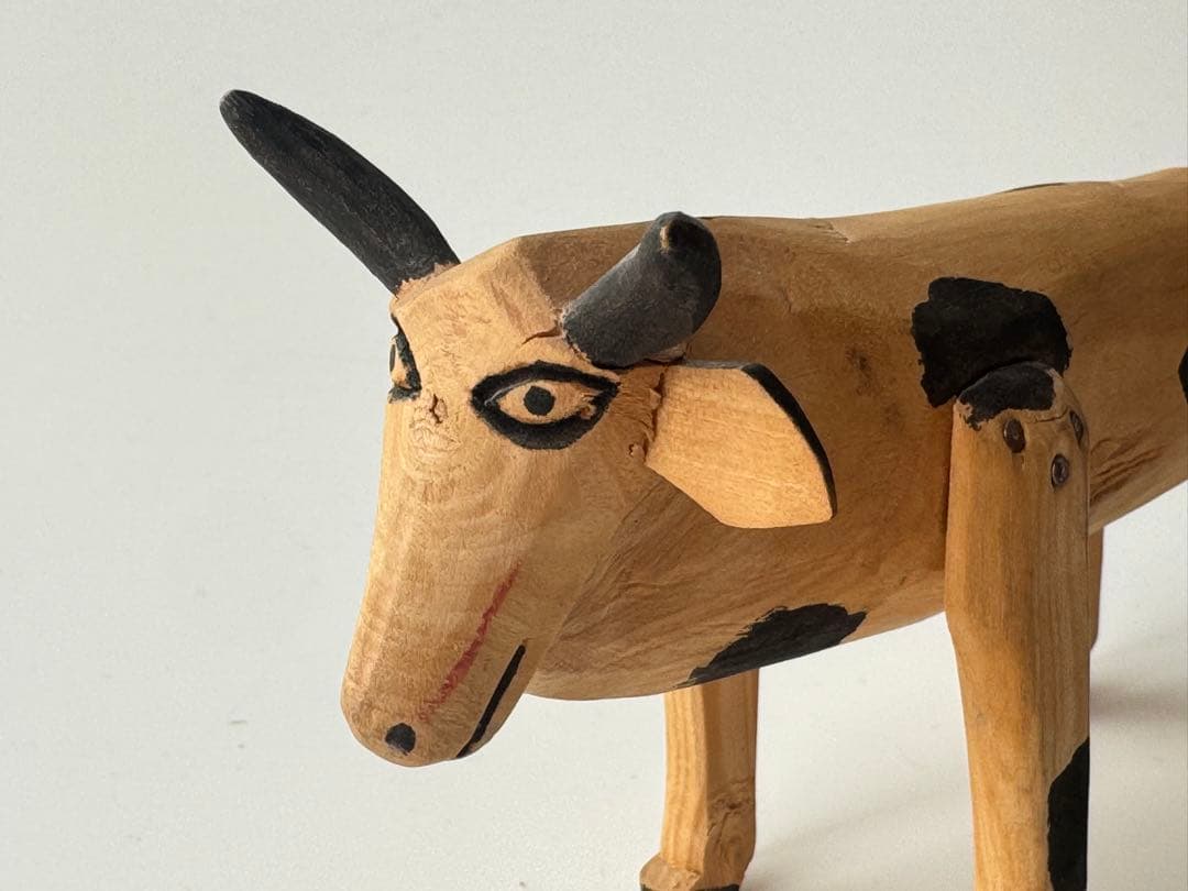 ヴィンテージ メキシコ オアハカ ウッドカーヴィング 木製 牛 置物