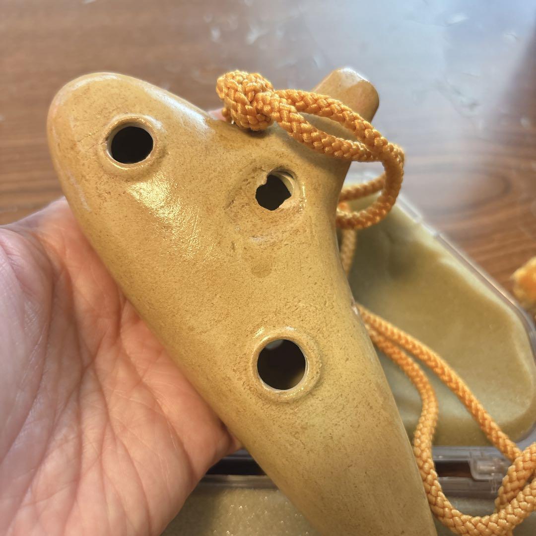 オカリナ ベージュ ケース付き　アケタオカリーナ ソネット S-5C