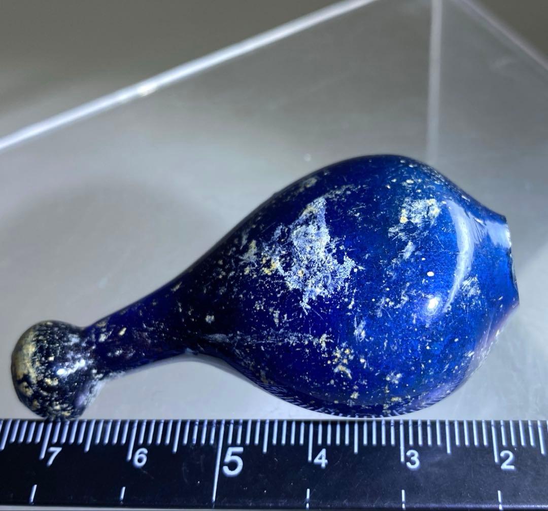 古代ローマングラス　銀化涙壺　縦約5.8㎝　東Y7-0402☆2F