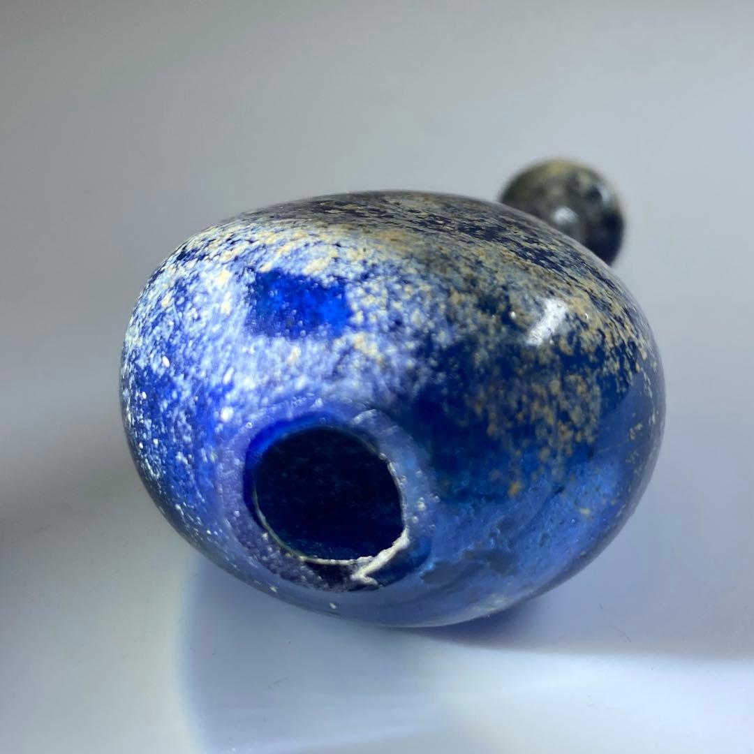 古代ローマングラス　銀化涙壺　縦約5.8㎝　東Y7-0402☆2F