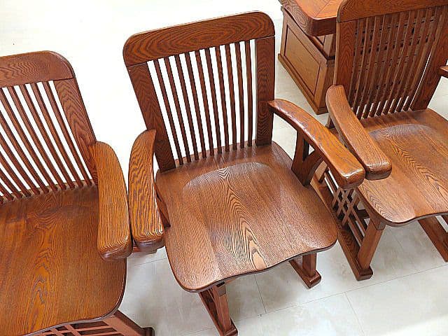 希少品 府中「松尾博昭」作 欅無垢材ダイニング5点セット 長火鉢/団炉裏