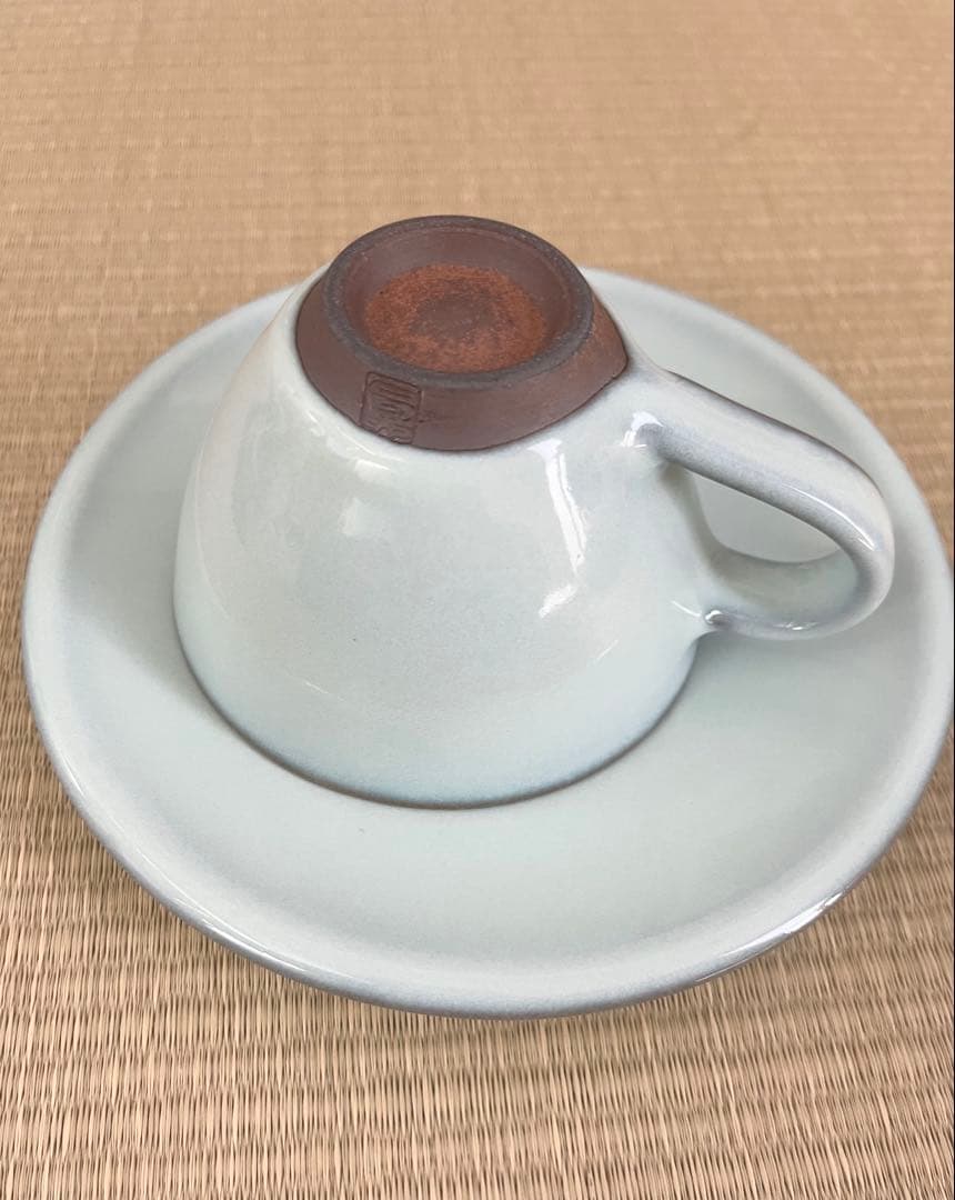 【未使用】小石原焼　人間国宝　福島善三　中野月白瓷　カップ&ソーサー