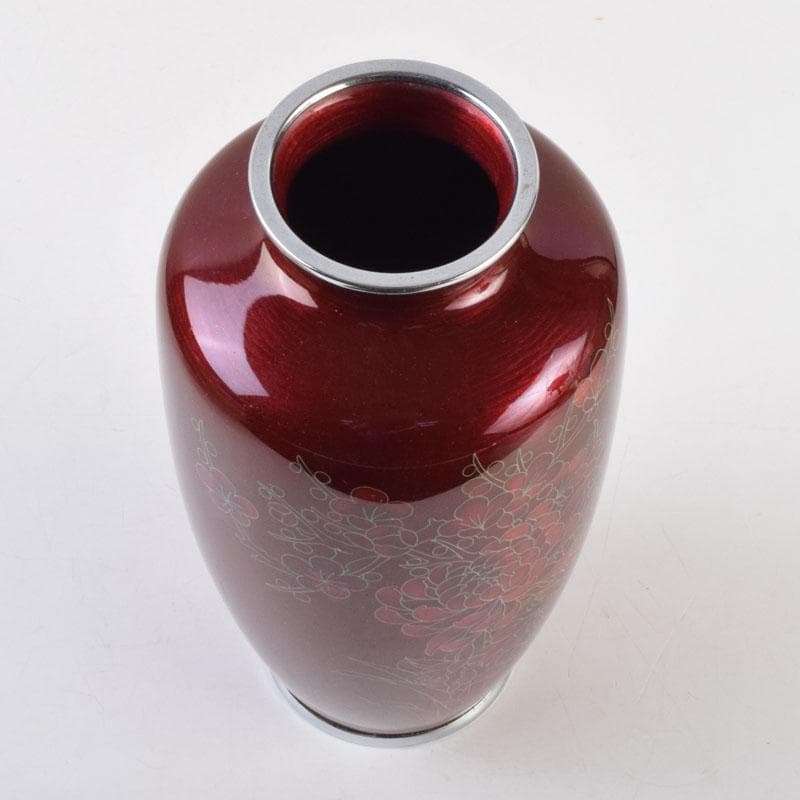 七宝焼　四君子文　花瓶　時代箱　V　9058