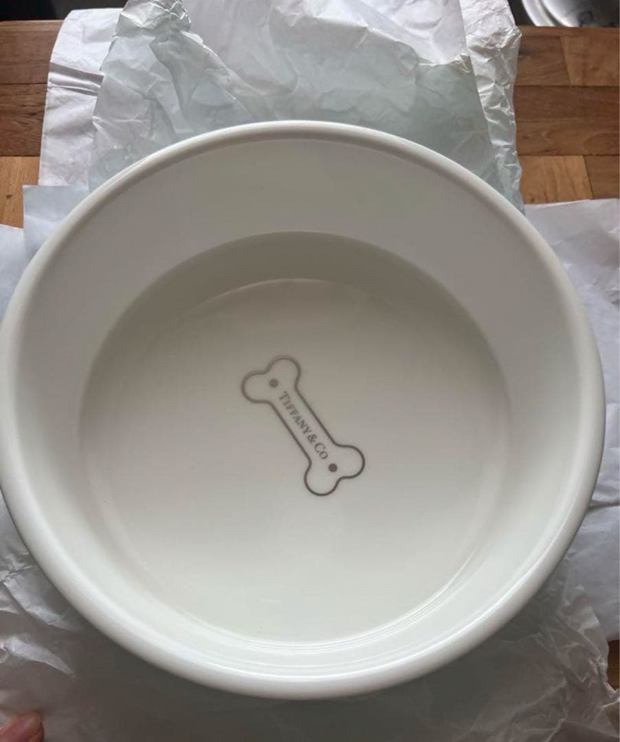 ティファニー ドッグ ボウル ボーンチャイナ フードボウル 餌入れ ラージ美品